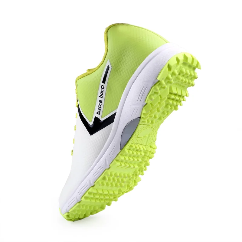 Bacca Bucci White Green Centurion Glide Dynamic FlexFit Elite Cricket Shoes for Men | Best Price UAE